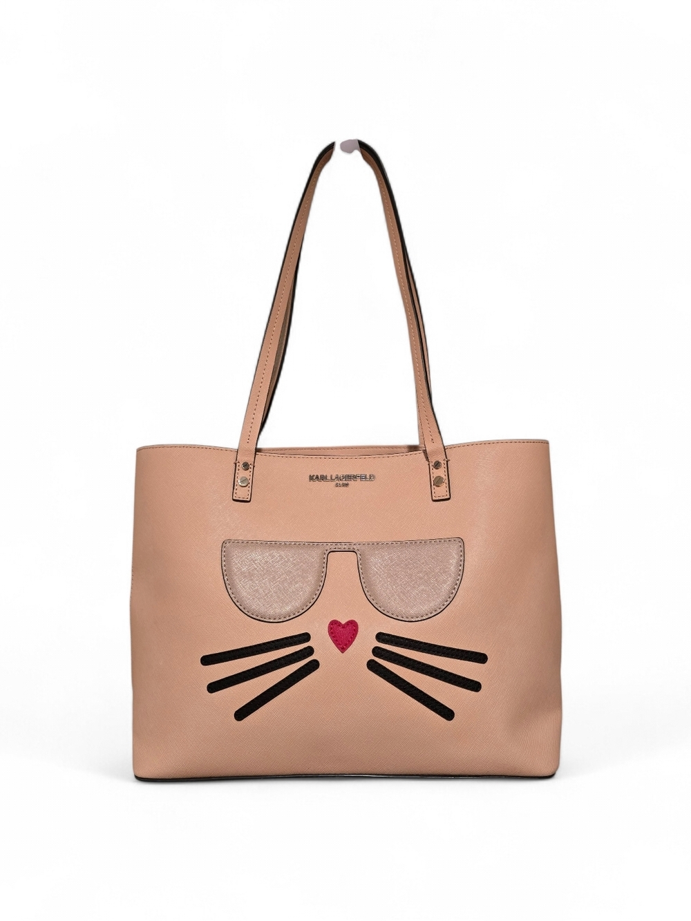 Karl Lagerfeld Paris Maybelle Tote Bag/Purse Choupette Cat Saffiano Pink.
